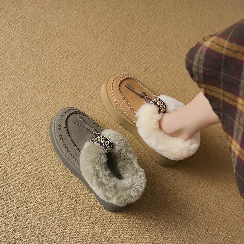 Women Boots Winter Fur Snow Boots Thick Sole Plush Warm Short Boots Versatile Triple Brown Khaki Free shipping