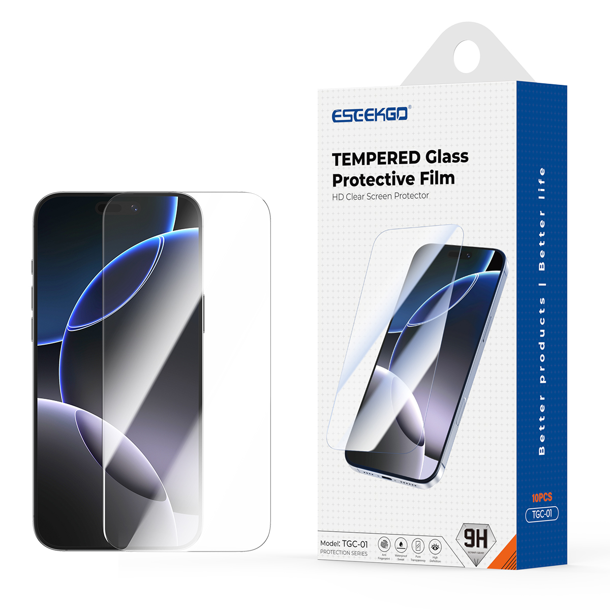USA STOCK ESEEKGO Tempered Glass Screen Protector for iPhone 16 15 14 13 12 11 Pro Max XS XR 7 8 Plus GALAXY MOTO 200pcs MOQ With Retail Package ship 