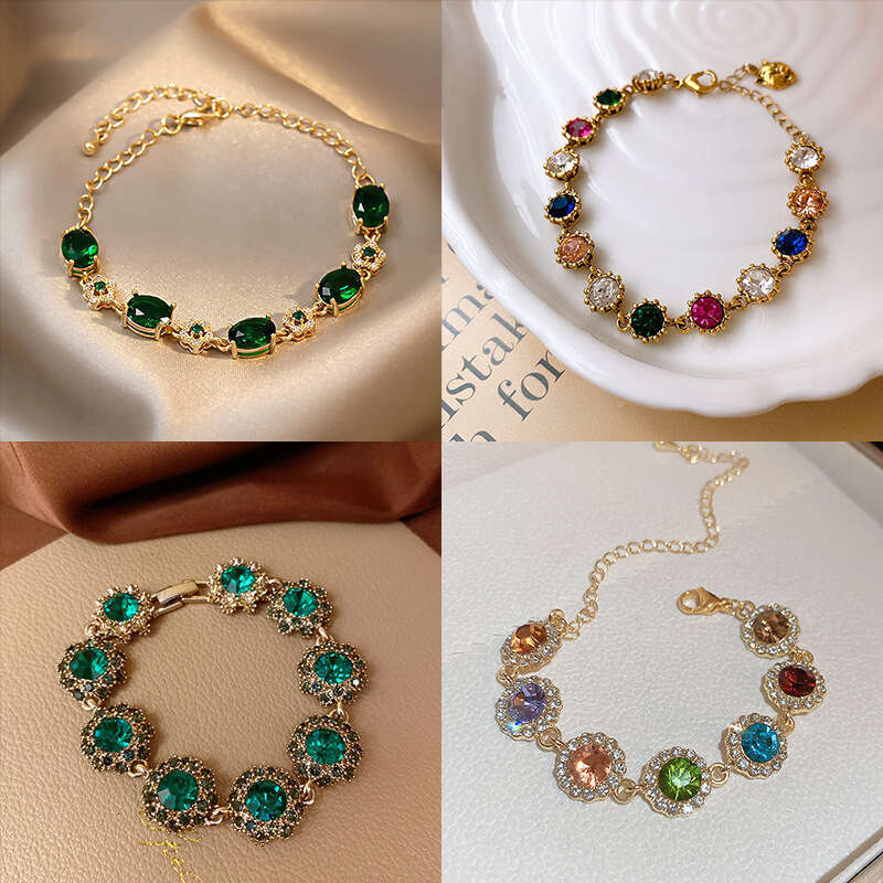 2025 Hot Sale Advanced Mozambique Diamond Zircon Micro Inlaid Bracelet Luxury Retro Style Bracelet Unique Versatile Handmade Party Wedding Birthday