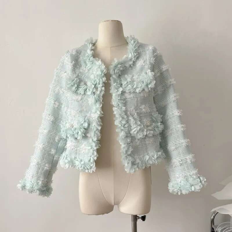 2024 Autumn New Small Fragrant 3D Wers Tweed Jackets For Women French Fashion Woolen Coat Elegant Outerwears Chaquetas