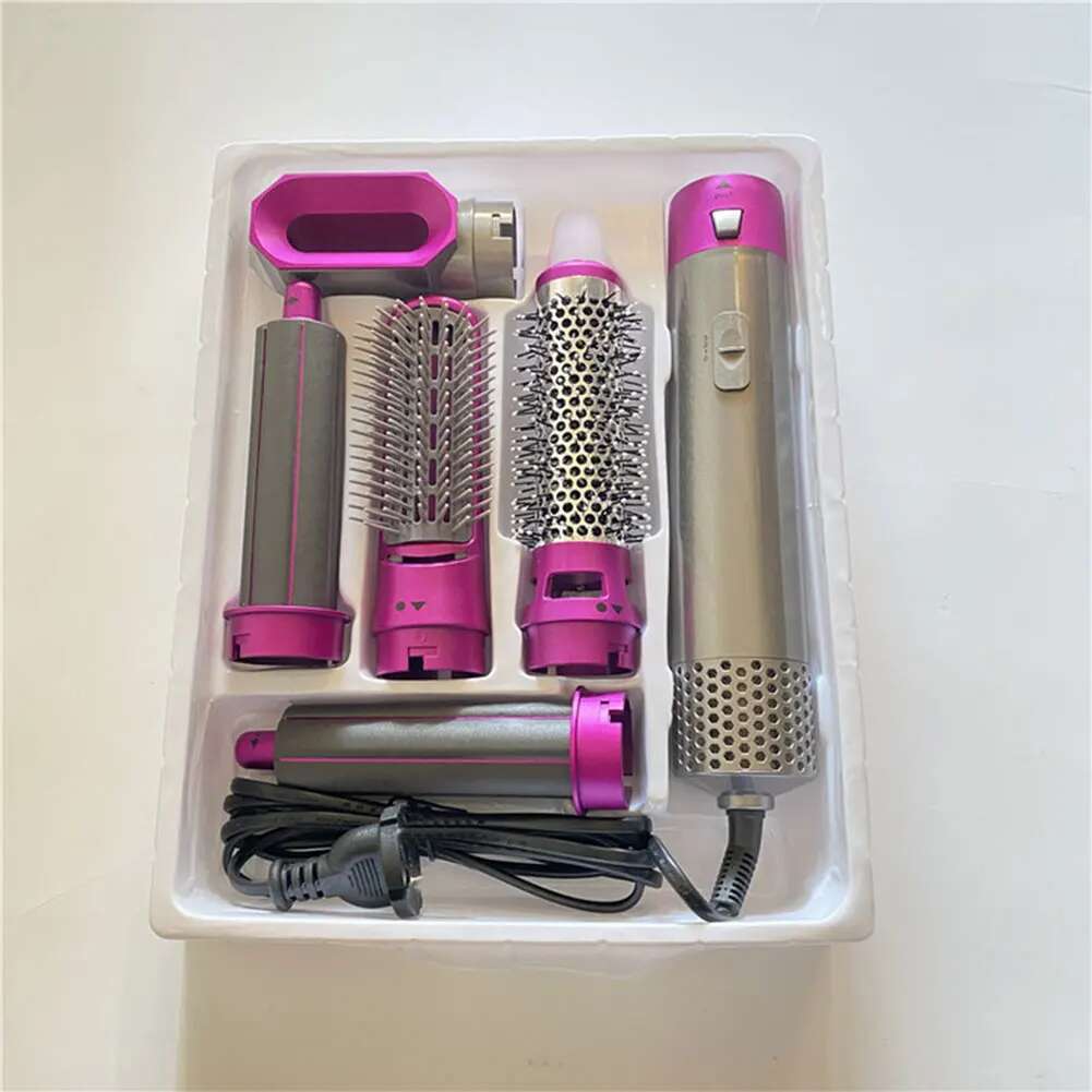 5In 1 Curler High-Speed 1000W Electric Hair Dryer Negative Lonic Detachable Styler Hot Air Brush For Straightening Curg