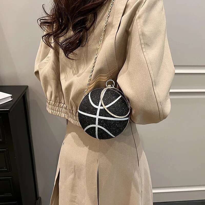 NEW Dia Basketball Clutch Bags For Women Football Shape Wedding Party Purse And Handbag Gold Sier Evening Bag