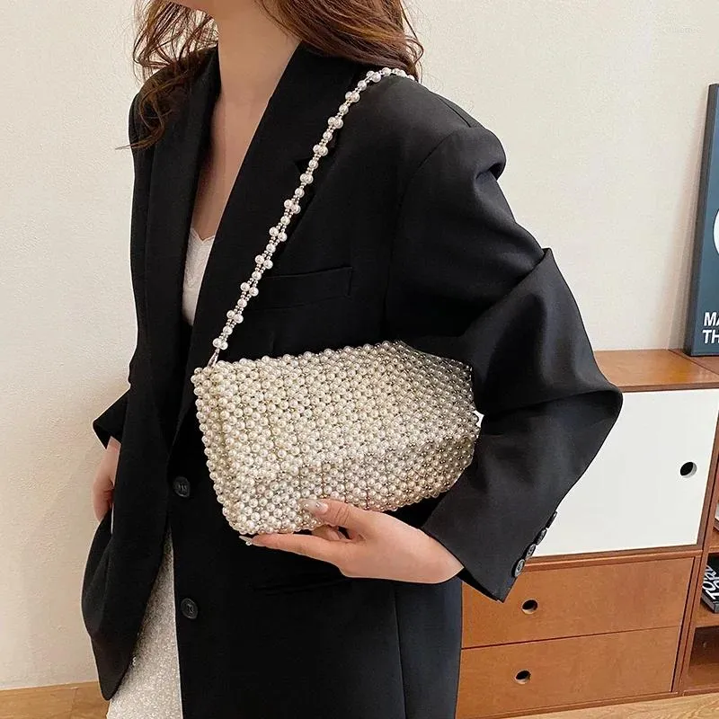 Chic Women's Crystal-Embellished Transparent Shoulder Bag with Feminine Pearl Detailing - Versatile Fashion Coin Purse & Cosmetic Case