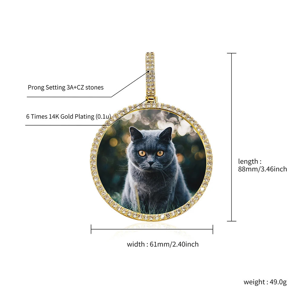 TOP Oversize Large/Small Round Custom Po NFT Necklace For Digital art and Cryptoart Couple Pendant Hip Hop Jewelry Gift 250107