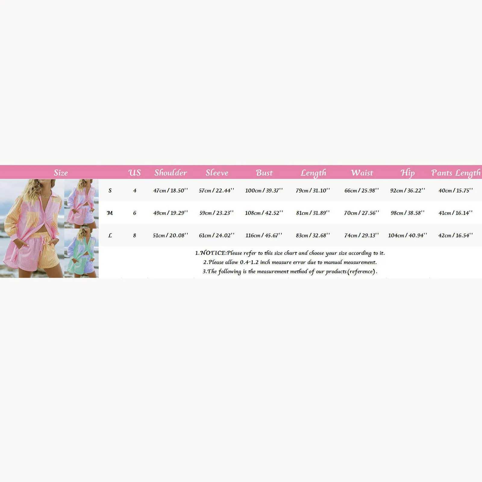 Clothing sets Matching Pocket Color Sved Shirt Lapel Striped Suit Long Shorts Women Womens Shorts Suit XJ250106