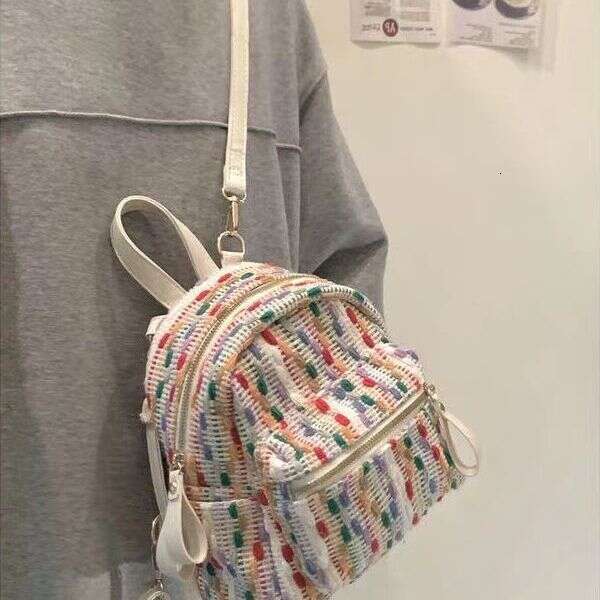 2025S Designer S New Model Rainbow Knitted Internet Red Spring Summer New High End Sense Small Crowd Travel Backpack Fashion Mini Bag