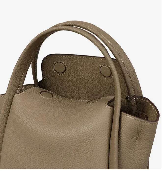 2025 New Fashionable Women's Leather Shoulder With Bucket Shape Design, And Ladies Handheld Bag