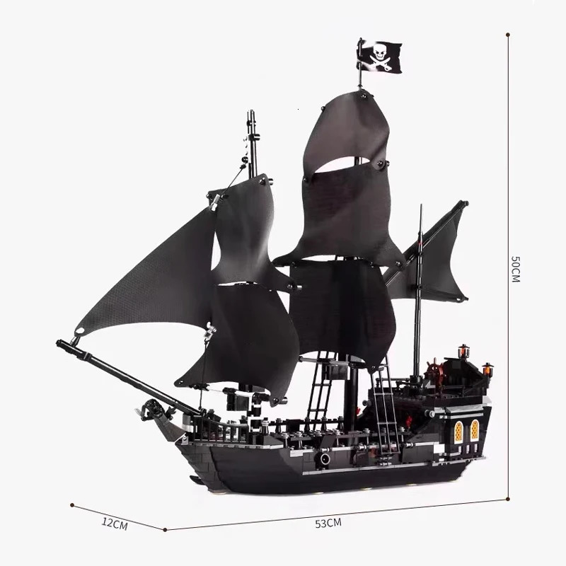The Black Pearl And Queen Annes Revenge Ship Building Block Model Assemble Bricks Toys Kids Gifts Fit MOC 4195 4184 Set 241230