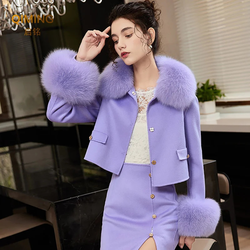 Real Fur Collar Fur Cuffs Set Winter Fox Fur Scarf Neck Warmer Women Coat Decoration Natural Scarves Thick Shawls Wraps 250106