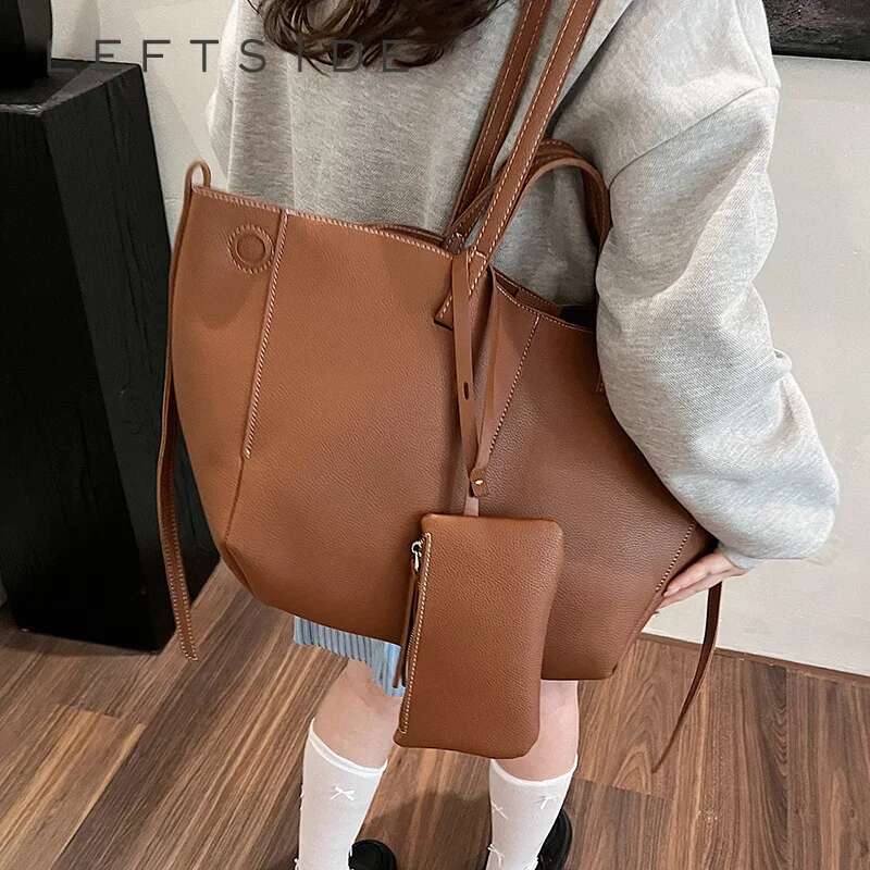 Ddmymoon Large PU Leather 2 Pcs/set Shoulder Bags For Women 2024 Winter Y2K Trend Female Crossbody Lady Handbags Tote Bag
