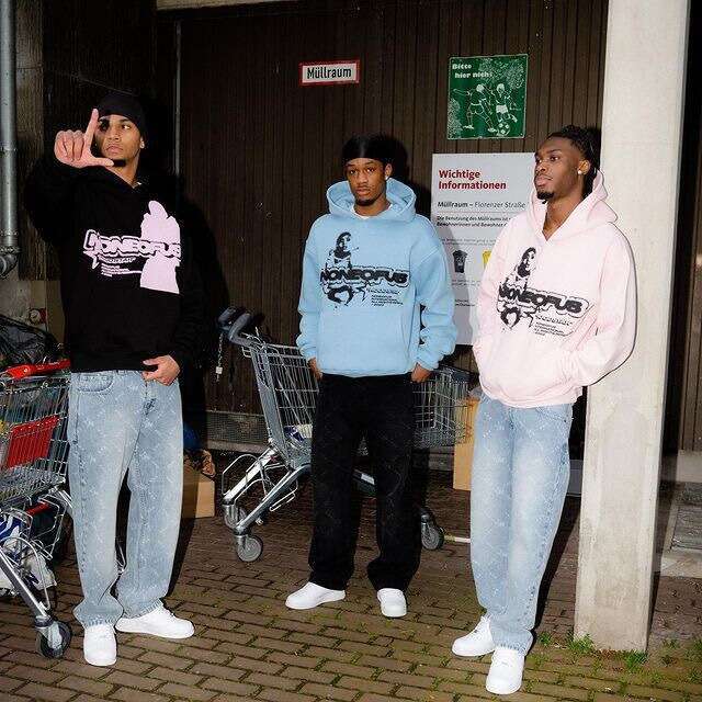 Trendy Brand Fashion Street Y2K Printed Hoodie Hip Hop Two Piece Set