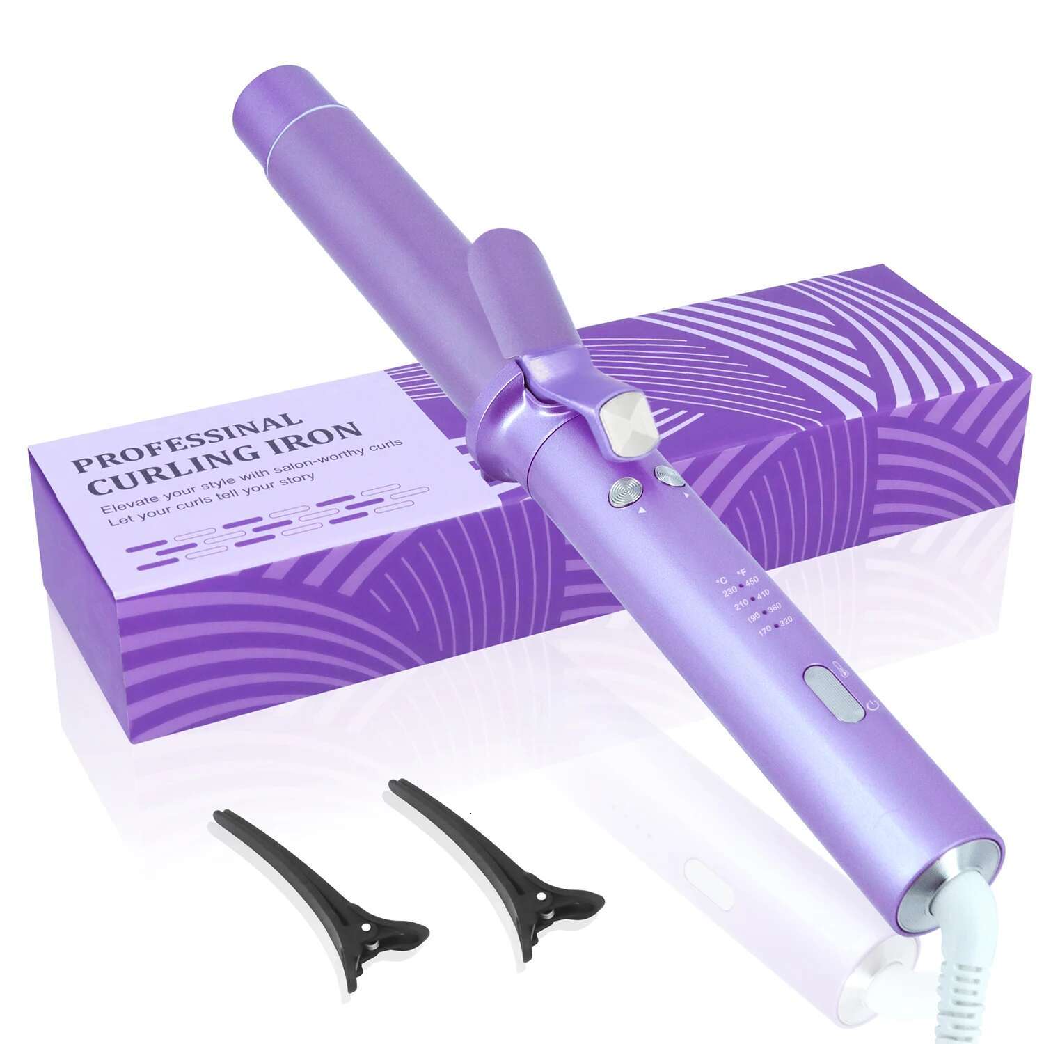 Auto Curler 32mm Ionic Ceramic Coating 450°F Hair Curg Iron Wand Instant Heating Automatic Rotate Curls Tool 110V-240V
