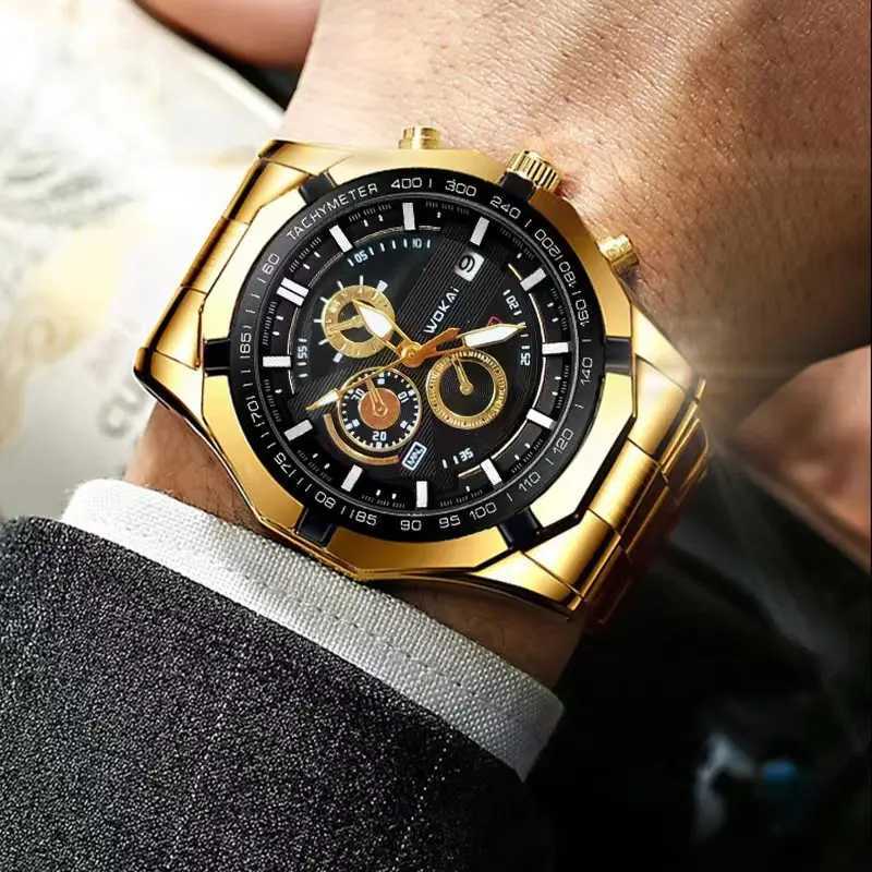 WOKAI Fashion Business Multi-functional steel band Quartz Mens luxury Tungsten steel Watch Boys Girls Student Retro clockX250107