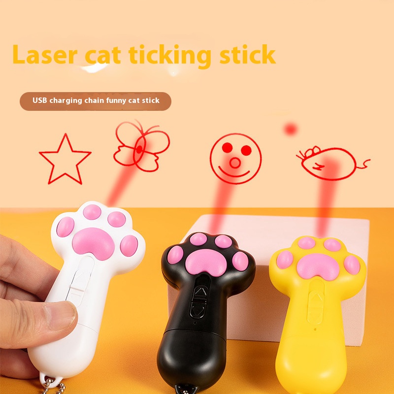 Cute paw laser radiation urine test spot teaser wand cat toys infrared pen USB plug rechargeable