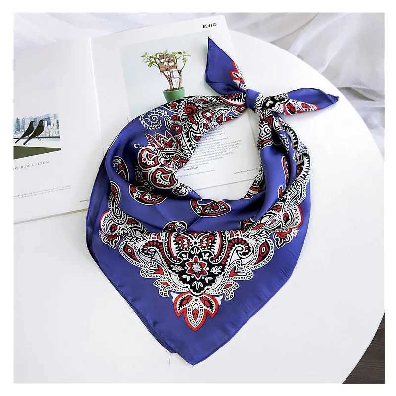 2023 Fashion Bandana Womens Hair Scarf Paisley Print Kerchief Silk Satin Head Scarf Square Shawl Wrap Neck Scarf W250107