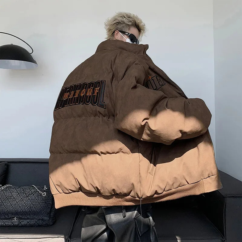 Vintage American Style Street Hip Hop PU Leather Thickened CottonPadded Coat Oversize Jacket For Men And Women Couple High Warm 250107