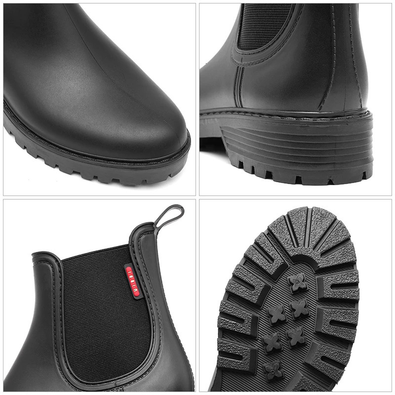 Womens short tube anti slip rain shoes lightweight waterproof water shoes fashionable Chelsea rain boots PVC one-time moldin 250106