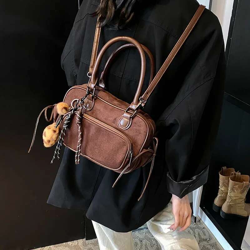 Ddmymoon Retro Small PU Leather Top-handle Bags for Women 2024 Winter Y2K New Fashion Crossbody Shoulder Bag Handbags