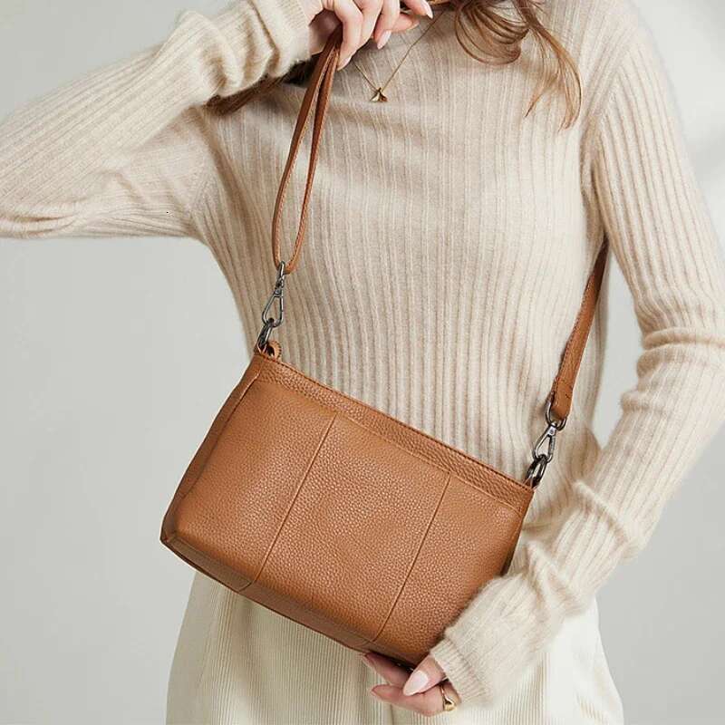 Ladies' High-quality Genuine Leather Crossbody Bag, Large Capacity Handbag, Women's Casual Commuting Versatile Shoulder Hobo Bag