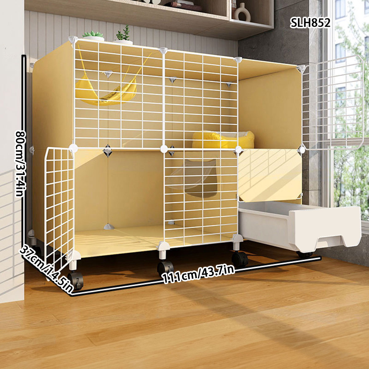 Compact Kitty Cabana with Automatic Toilet Compartment - Perfect for Domestic Cats