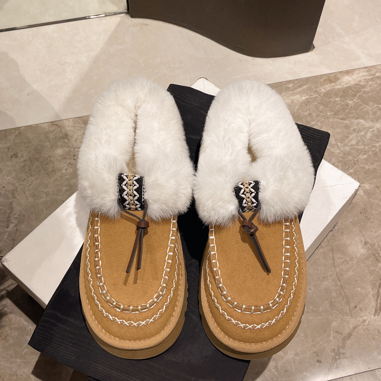Women Boots Winter Fur Snow Boots Thick Sole Plush Warm Short Boots Versatile Triple Brown Khaki Free shipping