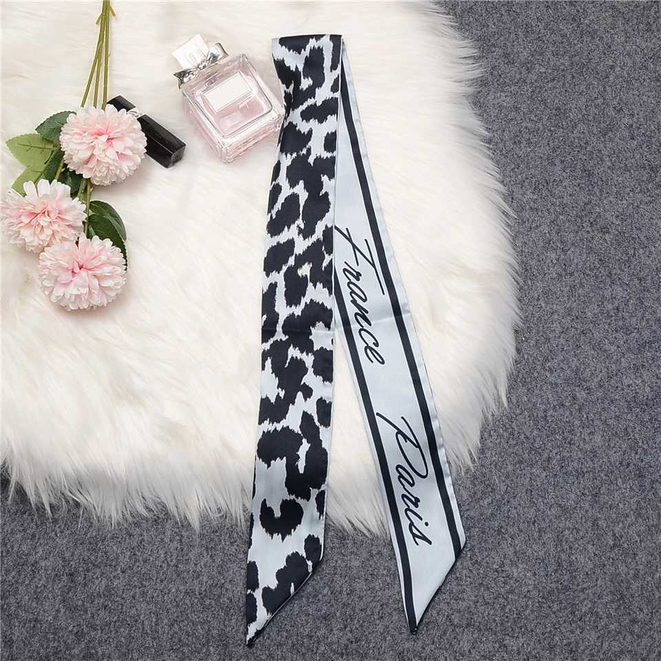 Leopard Twill 100% Silk Scarf Womens Brand Scarf Thin Bag Scarf Design Wrist Towel Foulard Summer Collar Headband W250107