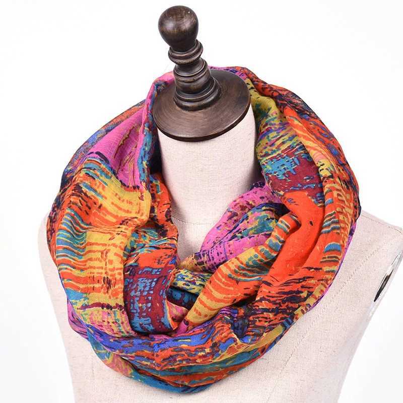 2023 Winter Womens Unlimited Scarf Round Neck Ring Scarf Fashion Printed Ring Scarf Snood Wrap Shawl Warm Collar W250107