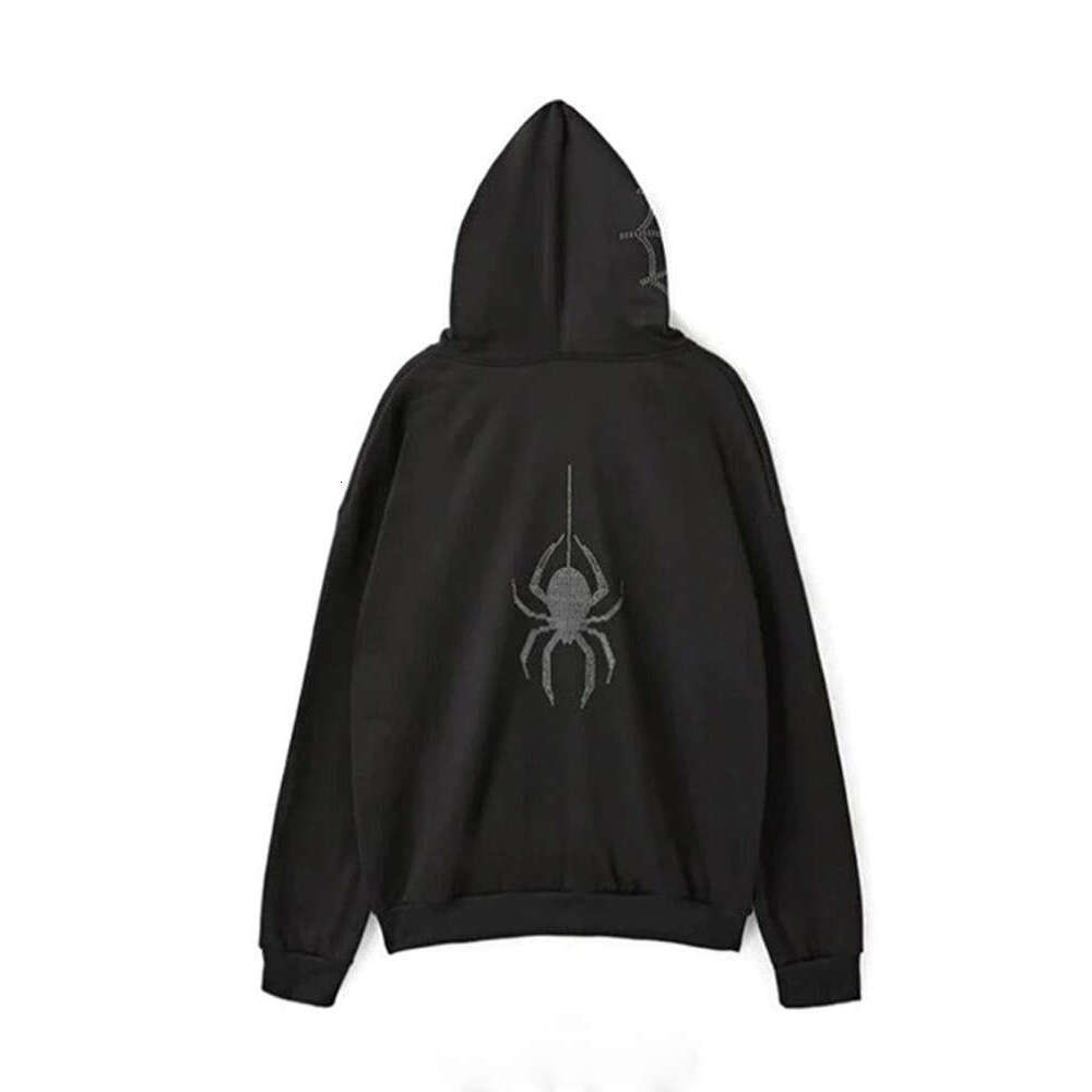 Fashion hoodie dark personality trendsetter hot diamond spider print loose hooded cardigan