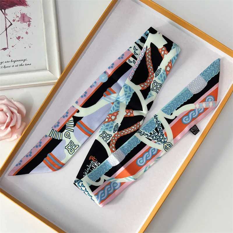 2022 Luxury Silk Scarf Ultra Thin Hair Accessories Fashion Bag Handle Ribbon Womens Horse Printed Headband Womens Autumn New 60SKU W250107