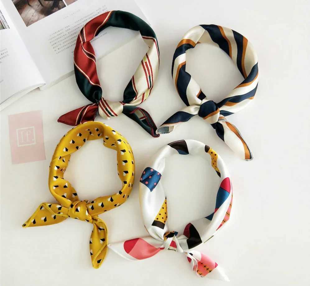 50 50 square scarf business party headband elegant small retro slim fit retro neck and neck silk satin scarf W250107