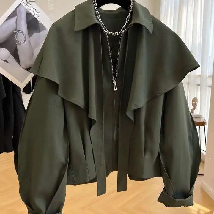 Design Sense Casual Short Cape Women's 2023 Spring And Autumn Jacket Fashion Loose Collar Top