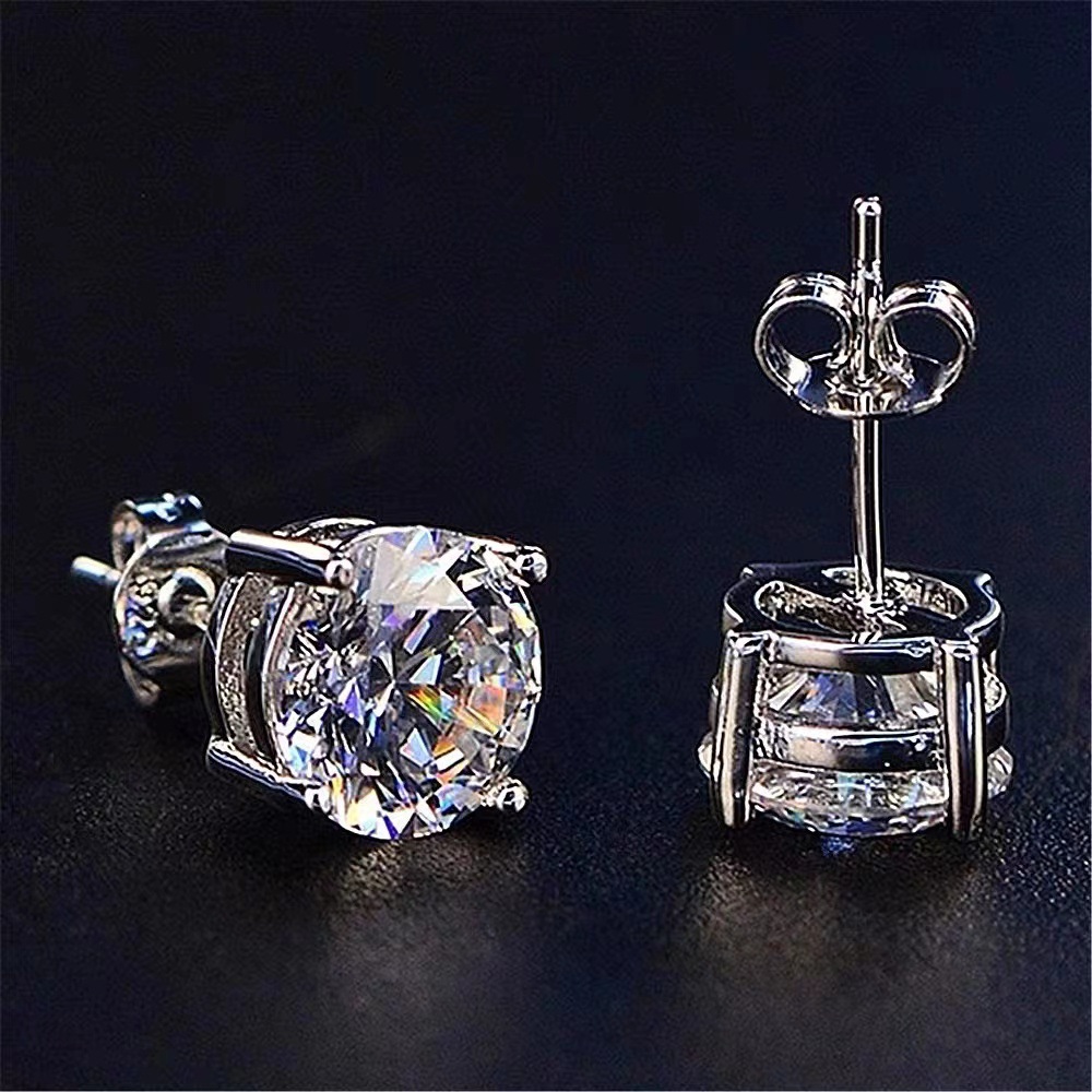 2025 Top Sell Classical 4 Claw Stud Earrings Simple Fine Jewelry Real 100% 925 Sterling Silver Round Cut White Moissanite Diamond Party Elegant Women 