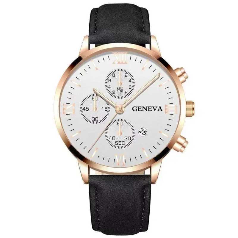New Geneva Leisure Business Mens Watch Fashion Three Eyes Quartz Watches Leather Strap Waterproof Gentleman WristwatchX250107