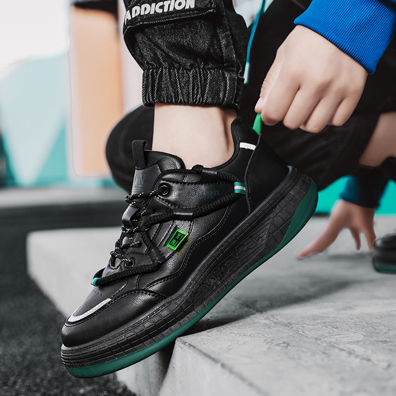 Men Sports Shoes Fashion Thick Sole Anti-Slip Lace-Up Versatile Trendy Korean Version Triple Black White Yellow fashion