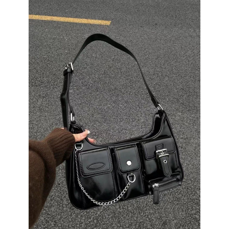 New fashion locomotive bag armpit bag shoulder portable bright leather women's bag