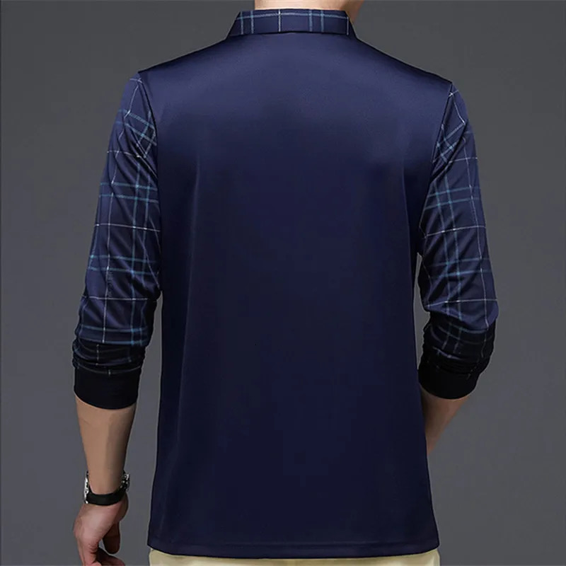 Fashion Solid Polo Shirt Men Korean Clothing Long Sleeve Casual Fit Slim Man Button Collar Tops 250107