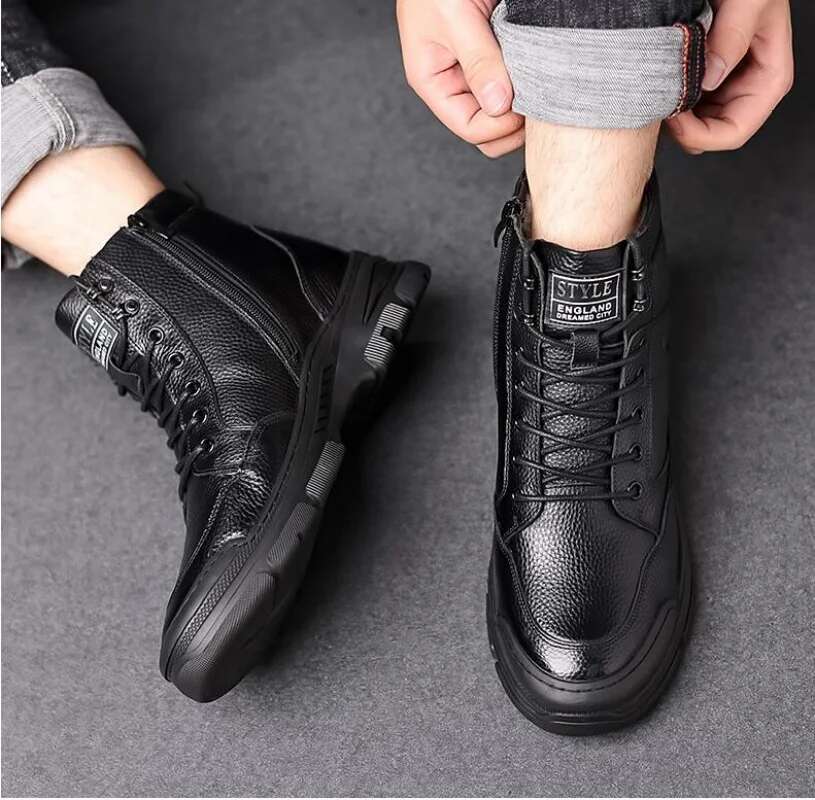 Ddmyoutdoor China Domestic Fall And Winter Wool Warm Leather Padded Thickened Casual Men S High Top Shoes Outdoor Sports Snow Boots