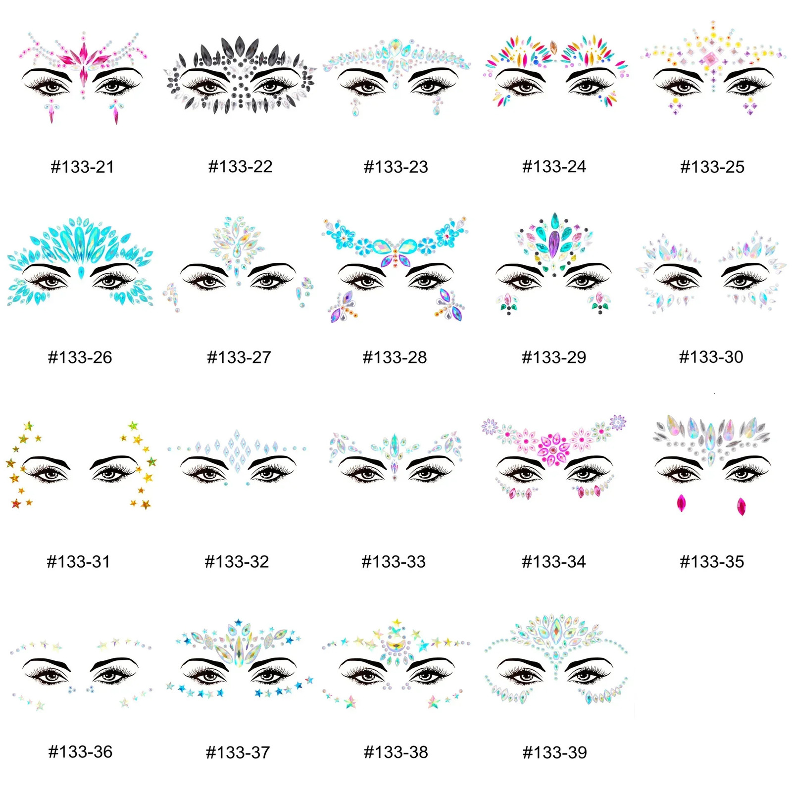 3D Sexy Face Tattoo Stickers Temporary Tattoos Glitter s Masquerade for Women Party Jewels 241230