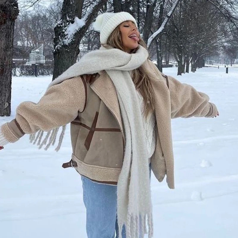 2024 Winter Solid Color Cashmere Scarf Warm Soft Womens Scarf Fashion Long Tassel Scarf Thickened Wrapped Shawl Woman Scarf 250106