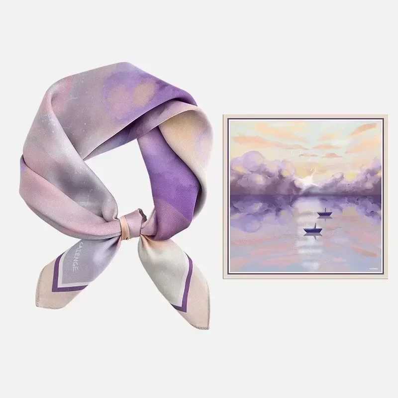 Summer silk scarf suitable for women with beautiful patterns smooth touch headscarf summer sun protection silk scarf W250107