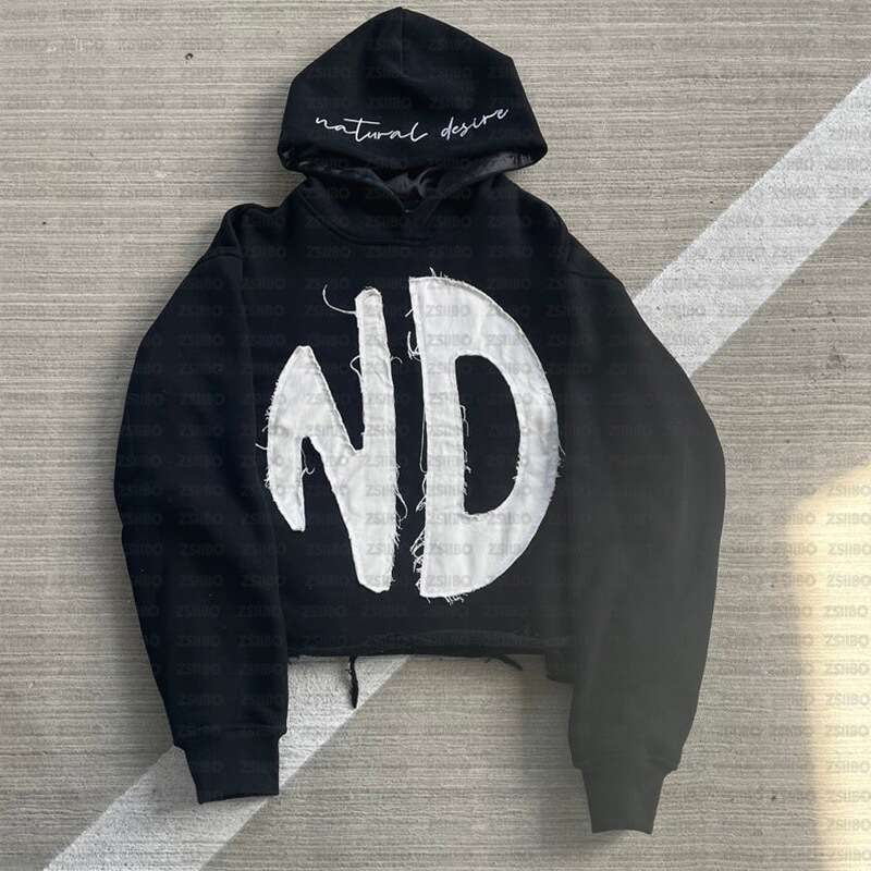 New Fashionable Loose Embroidered Letter Set Hoodie Men's and Women's Hooded Top