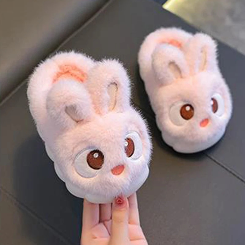 Kids Baby Girl Boy Winter Slippers Cute Bunny Warm Slippers Non Slip House Shoes for Children Indoor Outdoor Flats Shoes 250106