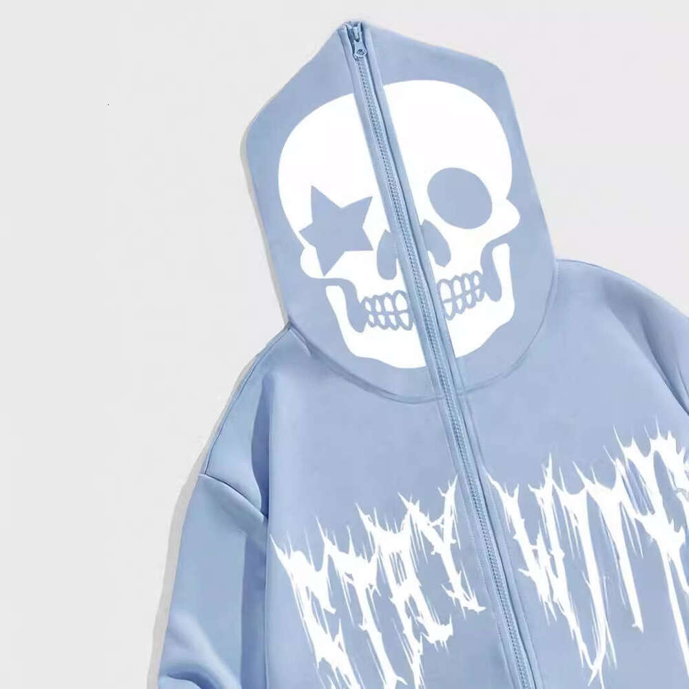 fashion new hoodie loose hooded skull star print zipper jacket