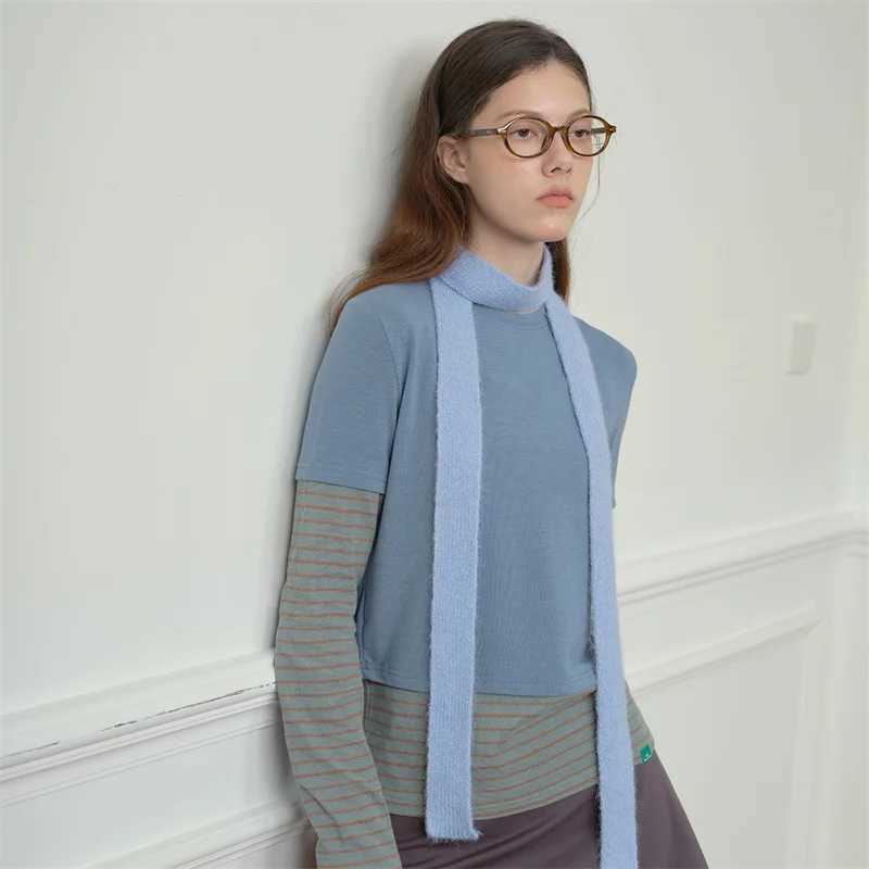 Korean Knitted Extra Long Scarf Wool Solid Womens Scarf Spring/Summer Y2K Personalized Decoration Scarf Neck W250107