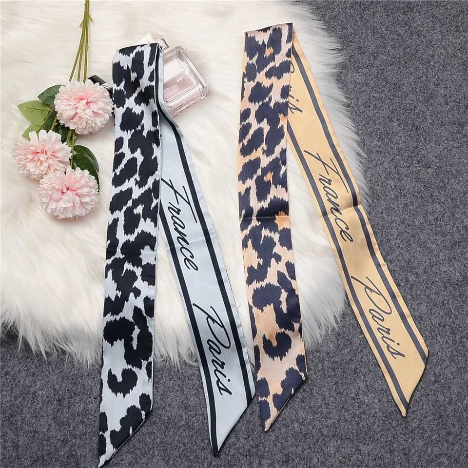 Leopard Twill 100% Silk Scarf Womens Brand Scarf Thin Bag Scarf Design Wrist Towel Foulard Summer Collar Headband W250107