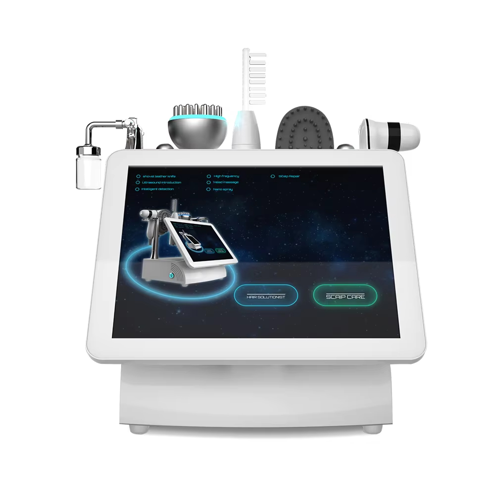 Multifunctional Anti-hair Loss Scalp Treatment 5 in 1 Physiotherapy Follicle Health Detection 200X Lenses Hair Loss Therapy Microcurrent Massage Machi