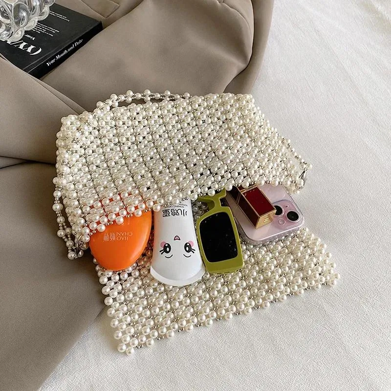 Chic Women's Crystal-Embellished Transparent Shoulder Bag with Feminine Pearl Detailing - Versatile Fashion Coin Purse & Cosmetic Case