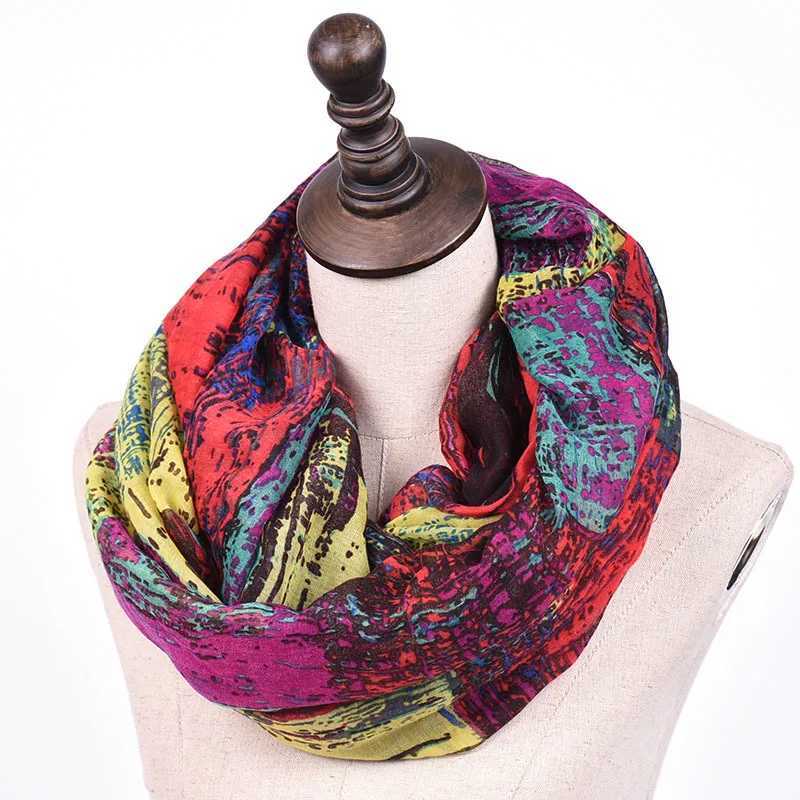 2023 Winter Womens Unlimited Scarf Round Neck Ring Scarf Fashion Printed Ring Scarf Snood Wrap Shawl Warm Collar W250107