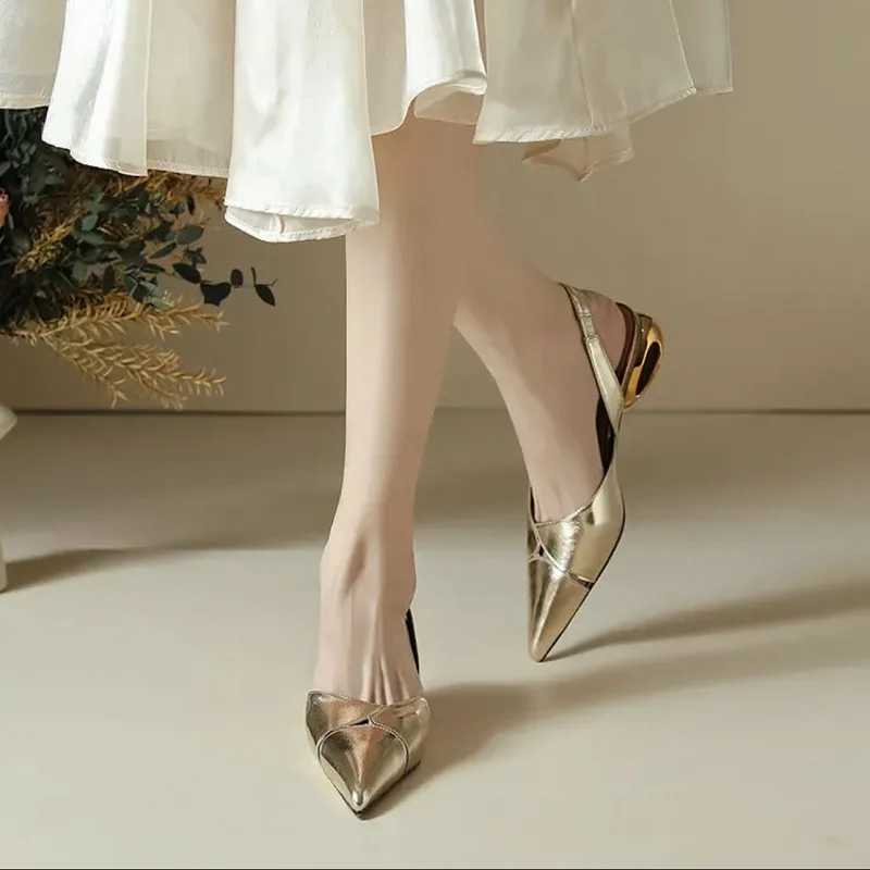 Pointed Toe Elegant Low H Party Wen Sandals Designer New 2024 hot Summer Brand Pumps Slingback Casual Dress Shoes Z250107