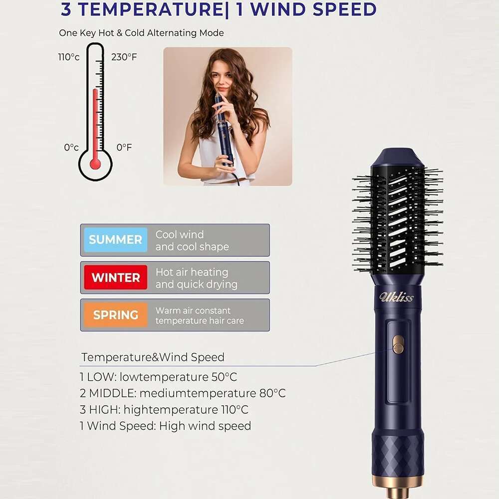 6 in 1 Blow Auto Curg Iron Negative Ionic Hair Dryer Set with Thermal 60000RPM Hot Air Brush